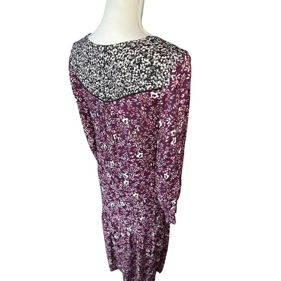 Marks & Spencer Long Sleeve Floral V-Neck Button Front Midi Dress - Size UK 8 - Picture 4 of 7